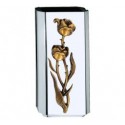 BÚCARO ACERO INOXIDABLE CON FLORES EN BRONCE