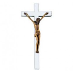 CRUZ TUBO ACERO INOXIDABLE CRISTO BRONCE