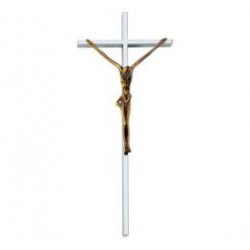 CRUZ TUBO ACERO INOXIDABLE CRISTO BRONCE