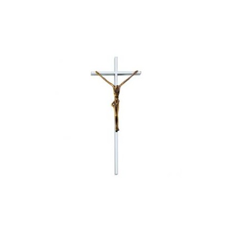 CRUZ TUBO ACERO INOXIDABLE CRISTO BRONCE