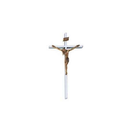 CRUZ TUBO ACERO INOXIDABLE CRISTO BRONCE