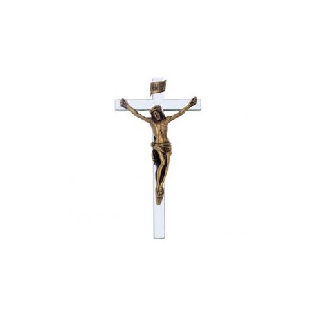 CRUZ TUBO ACERO INOXIDABLE CRISTO BRONCE