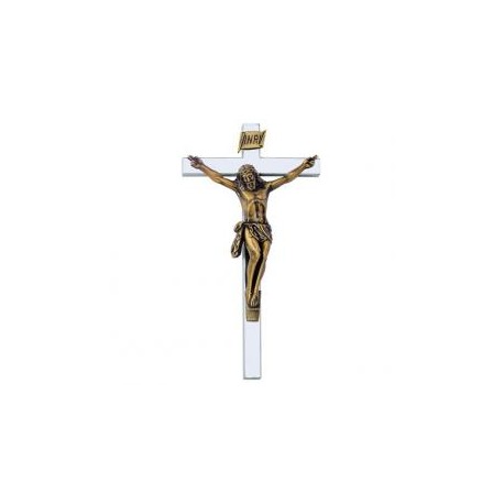 CRUZ TUBO ACERO INOXIDABLE CRISTO BRONCE