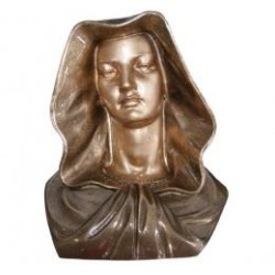 BUSTO DE LA VIRGEN DE MÁRMOL SINTÉTICO ACABADO CUERO