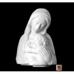 BUSTO DE LA VIRGEN CON NIÑO DE MÁRMOL SINTÉTICO ACABADO CUERO